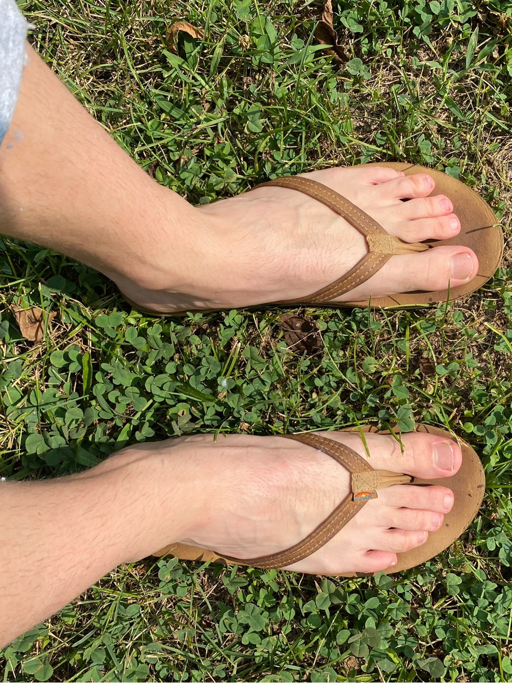 Vintage leather rainbow flip flops